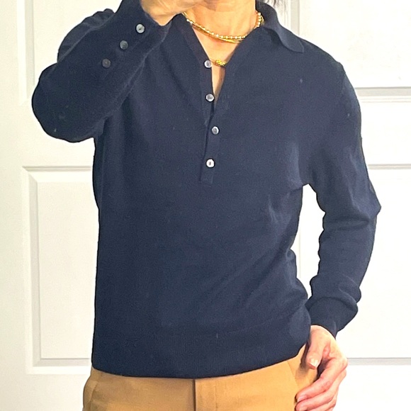 Brooks Brothers Silk Cashmere Navy Polo 